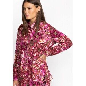 Johnny Was Dreams Of Vivanna 100% Silk Shirt L10823 Boho Chic NWT $270 medium